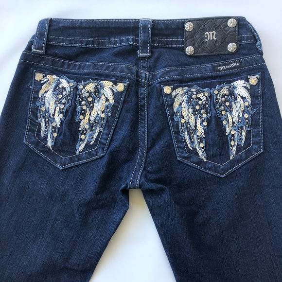 Miss Me Denim - Miss Me Womens Angel Wing Embellished Straight Jeans Sz 26